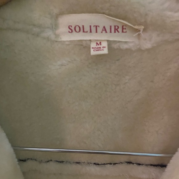 Solitaire Jacket Coat Sherpa Faux Suede Women Embroid. Size Medium NWOT Purple - Picture 5 of 5